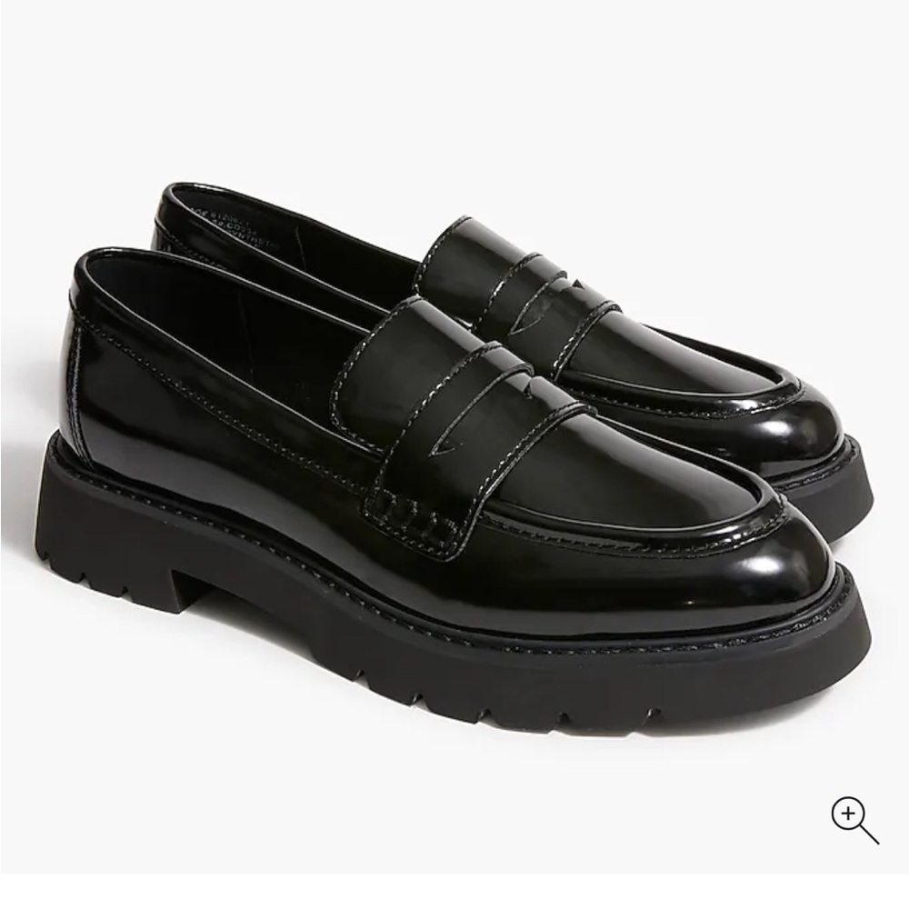 J. Crew Lug Sole Penny Loafer Vegan Faux Leather black CD234 size 9 NEW NIB